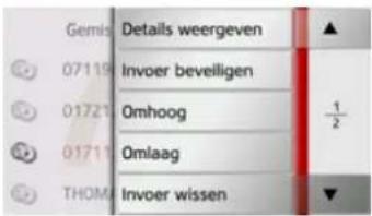 Gemis Details weergeven 07119 Invoer beveiligen 01721 Omhoog 01711 Omlaag THOM Invoer wissen ½
