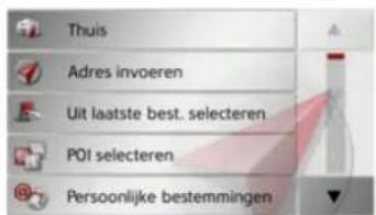 Thuis Adres invoeren Uit laatste best. selecteren POI selecteren Persoonlijke bestemmingen