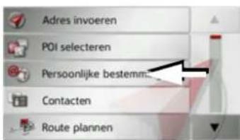 Adres invoeren POI selecteren Persoonlijke bestemm Contacten Route plannen