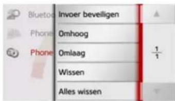 Bluetooth Phone Phone Invoer beveiligen Omhoog Omlaag Wissen Alles wissen
