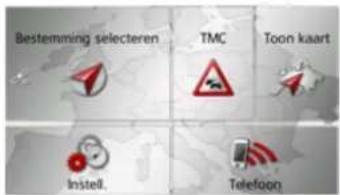 Bestemming selecteren TMC Toon kaart Instell. Telefoon