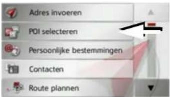 Adres invoeren POI selecteren Persoonlijke bestemmingen Contacten Route plannen