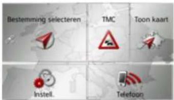 Bestemming selecteren TMC Toon kaart Instell. Telefoon