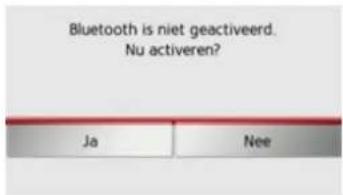 Bluetooth is niet geactiveerd. Nu activeren? Ja Nee