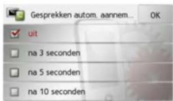 Gesprekken autom. aannem... OK uit na 3 seconden na 5 seconden na 10 seconden