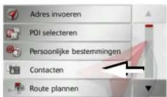 Adres invoeren POI selecteren Persoonlijke bestemmingen Contacten Route plannen