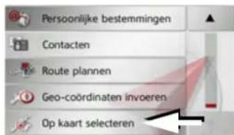 Persoonlijke bestemmingen Contacten Route plannen Geo-coördinaten invoeren Op kaart selecteren