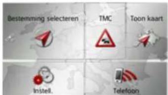 Bestemming selecteren TMC Toon kaart Instell. Telefoon