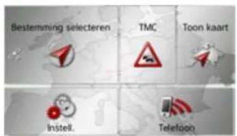 Bestemming selecteren TMC Toon kaart Instell. Telefoon