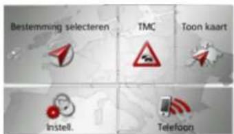 Bestemmung selecteren TMC Toon kaart Instell. Telefoon