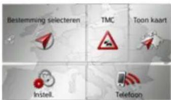 Bestemming selecteren TMC Toon kaart Instell. Telefoon