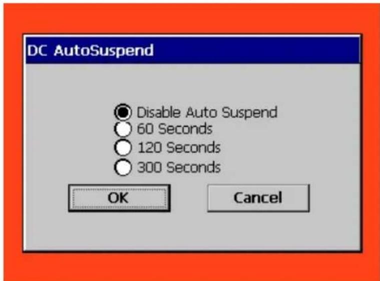 DC AutoSuspend Disable Auto Suspend 60 Seconds 120 Seconds 300 Seconds OK Cancel