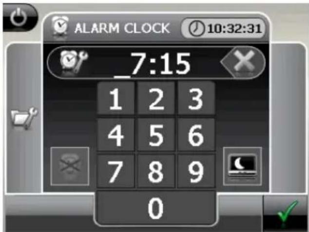 ALARM CLOCK 10:32:31 7:15 1 2 3 4 5 6 7 8 9 0