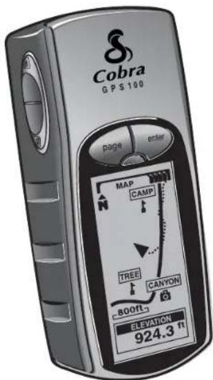 Cobra GPS 100 page enter MAP N CAMP TREE CANYON 800ft ELEVATION 924.3 ft