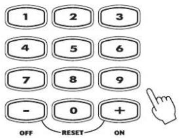 1 2 3 4 5 6 7 8 9 - 0 + OFF RESET ON