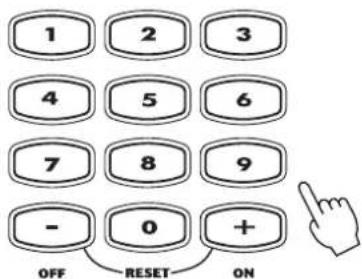1 2 3 4 5 6 7 8 9 - 0 + OFF RESET ON