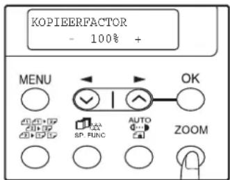 KOPIEERFACTOR - 100% + MENU OK SP FUNC AUTO ZOOM