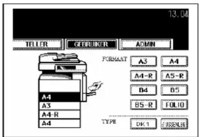 13.04 TELLER GEDRUKER ADMIN FORMAAT A3 A4 A4-R A5-R B4 B5 B5-R FOLIO TYPE DK1 JUSSLHE