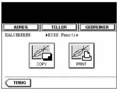 ADRES TELLER GEBRIJKER KALIBREREN ►KIES Functie COPY PRINT TERUG