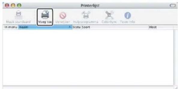 Printerlijst Mask standaard Voog toe Verweiser Multiprogramma ColorSync Toom Info In menu Naam Status Sport Host