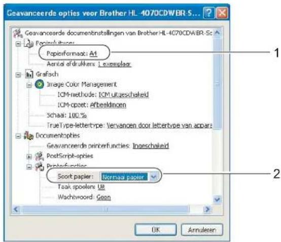 Geavanceerde opties voor Brother HL-4070CDWBR S... Geavanceerde documentinstallingen van Brother HL-4070CDWBR Sc Papiereh Papiereformaat: Art Aantal of drulners: 1 exampleer Grafisch Image Color Management ICM-methode: ICM utgeschakeld ICM-opzet: Afbealdinen Schaal: 100 % TrueType-lettertype: Vervangen door lettertype van appara Documentopties Geavanceerde printerfuncties: Ingeschakeld PostScript-opties Printerfuncties Scort papier: Normal papier Taak spoolens: Use Wachtwoord: Geon OK Annulaten