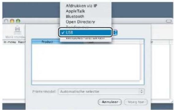 Afdrukken via IP AppleTalk Bluetooth Open Directory ✓ USB Windows - 2018/2019 Product Printermodel: Automatische selectie Annuleer: Voeg toe