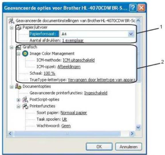 Geavanceerde opties voor Brother HL-4070CDW BR-S... Papier/uitvoer Papierformaat: A4 Aantal afdrukken: 1 exemplaar Grafisch Image Color Management ICM-methode: ICM uitgeschakeld ICM-opzet: Afbeeldingen Schaal: 100 % TrueType-lettertype: Vervangen door lettertype van appsars Documentopties Geavanceerde printerfuncties: Ingeschakeld PostScript-opties Printerfuncties Soort papier: Normaal papier Taak spoolen: Uit Wachtwoord: Geen OK Annuleren