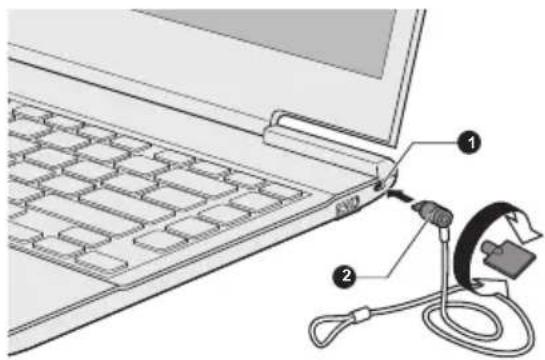 TOSHIBA Satellite Z830 - Het beveiligingsslot aansluiten - 1