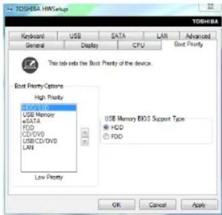TOSHIBA Satellite R630 - Opstartprioriteitsopties - 1