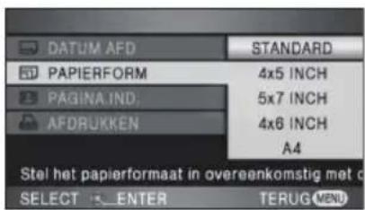 PANASONIC HDC-HS100E - Selecteer het papierformaat met [PAPIERFORM]. - 1