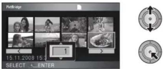 PANASONIC HDC-HS100E - Selecteer het gewenste aantal afdrukken en druk vervolgens op de cursor. - 1