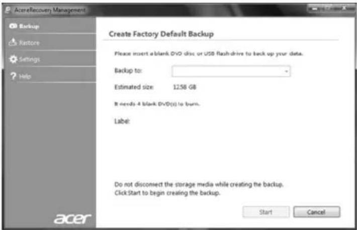 ACER Travelmate 5725 - Een herstelback-up maken (optisch station) - 3