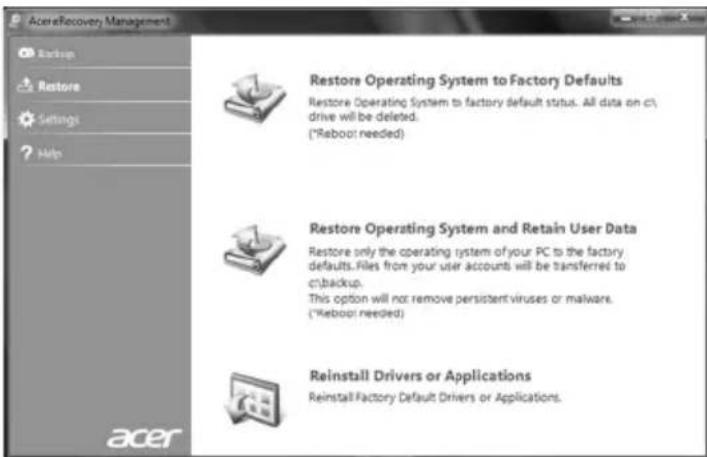 ACER Travelmate 5725 - Vooraf geïnstalleerde software en stuurprogramma's herstellen - 1
