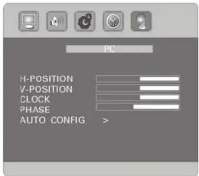H-POSITION V-POSITION CLOCK PHASE AUTO CONFIG >