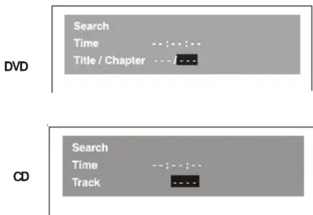 Search Time Title / Chapter DVD CD Search Time Track