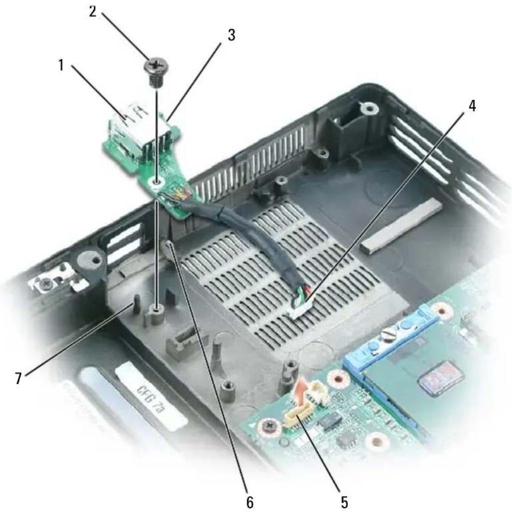 DELL Precision M6500 - Het USB-poortbord verwijderen - 4