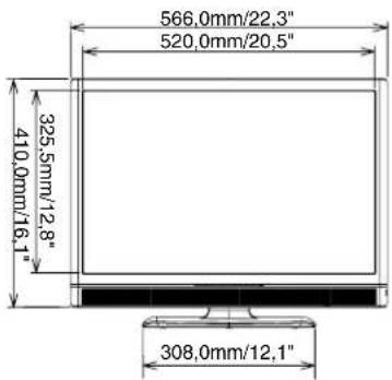 566,0mm/22,3" 520,0mm/20,5" 325,5mm/12,8" 410,0mm/16,1" 308,0mm/12,1"