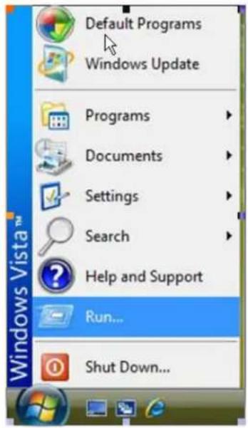 Default Programs Windows Update Programs Documents Settings Search Help and Support Run... Shut Down...