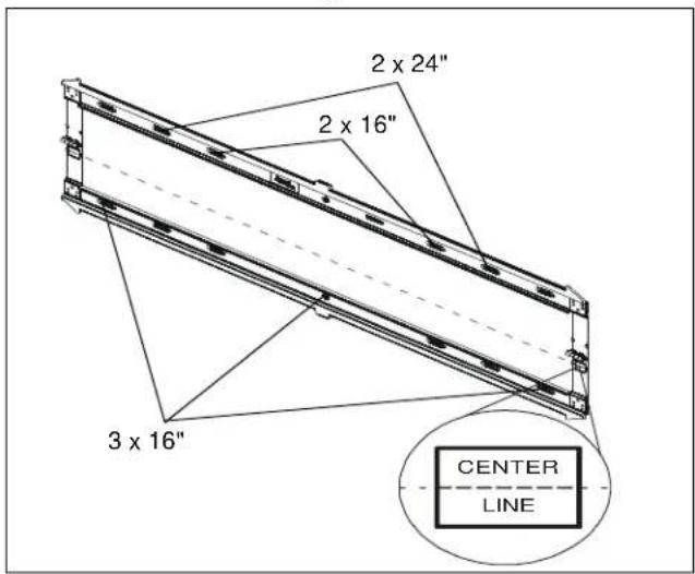 2 x 24" 2 x 16" 3 x 16" CENTER LINE