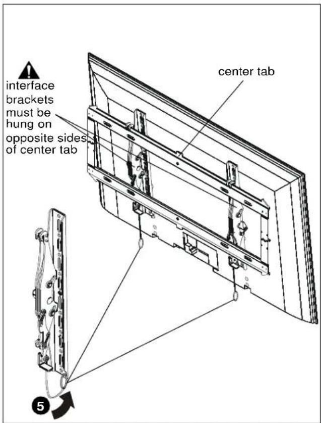 interface brackets must be hung on opposite sides of center tab center tab 5