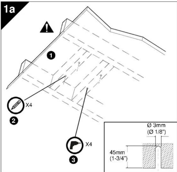 1a 1 X4 2 X4 3 Ø 3mm (Ø 1/8") 45mm (1-3/4") a