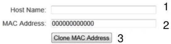 Host Name: MAC Address: 000000000000 Clone MAC Address 3