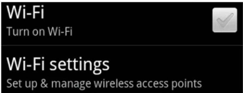Wi-Fi Turn on Wi-Fi Wi-Fi settings Set up & manage wireless access points
