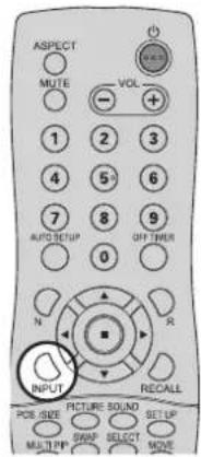 ASPECT MUTE VOL + 1 2 3 4 5 6 7 8 9 AUTO SETUP OFF TIMER 0 N R INPUT RECALL POB /SIDE PICTURE SOUND SET UP MULTI PIP SWAP SELECT MOVE
