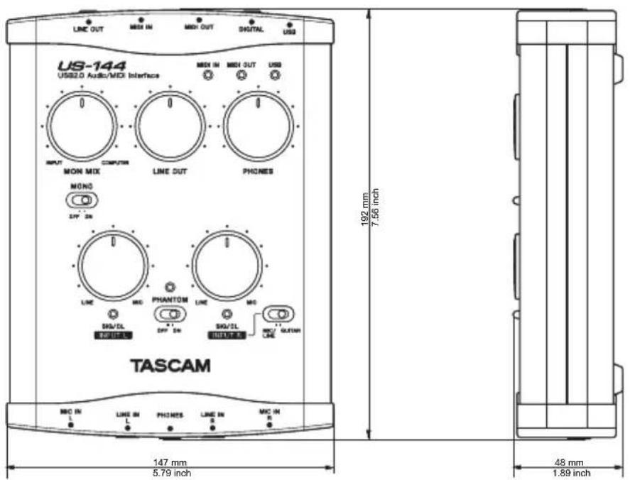 TEAC US-144 - Dimensions - 1