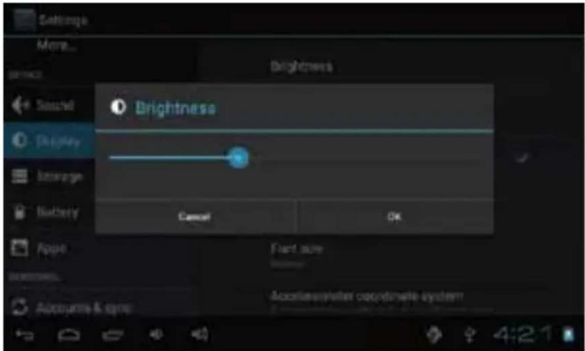 Settings More... Brightness Brightness Search Display Increase Battery Apple Autohome & mini Cancel OK Fuel size Accelerometer coordinate system 4:21