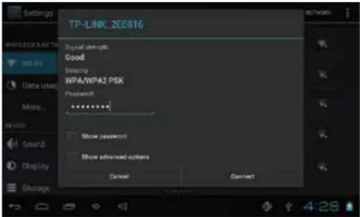 TP-LINK 2EC016 Signal strength Good Security WPA/WPA2 PSK Preferred ****** Show password Show advanced options Cancel Connect