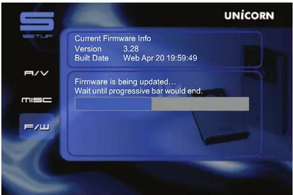 UNICORN SETUP Current Firmware Info Version 3.28 Built Date Web Apr 20 19:59:49 R/V Firmware is being updated... Wait until progressive bar would end. MISC F/W