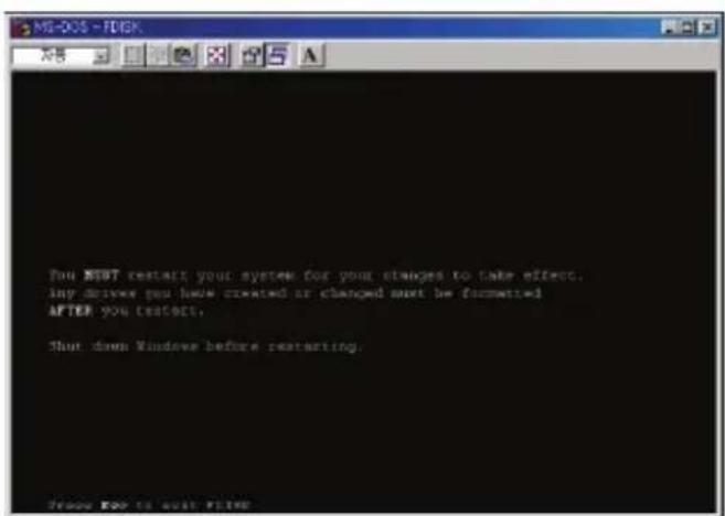 You START restart your system for your changes to take effect. Any drive you have created or changed must be formatted AFTER you restart. Shut down Windows before restarting.