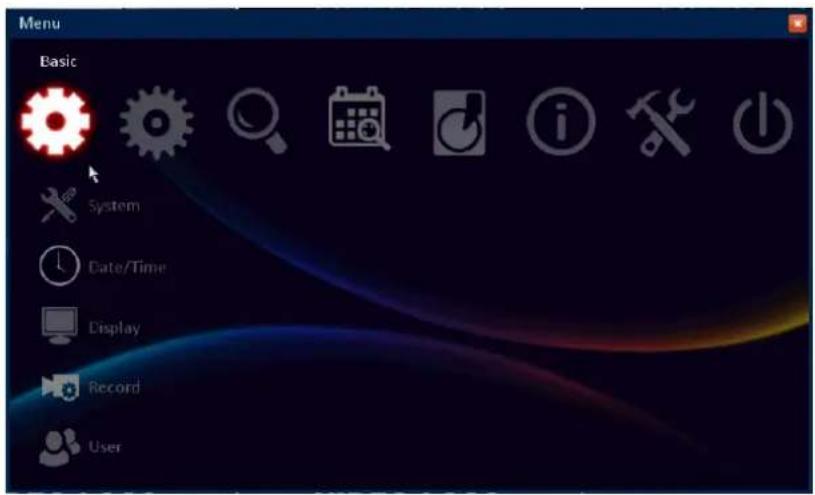 Menu Basic System Date/Time Display Record User